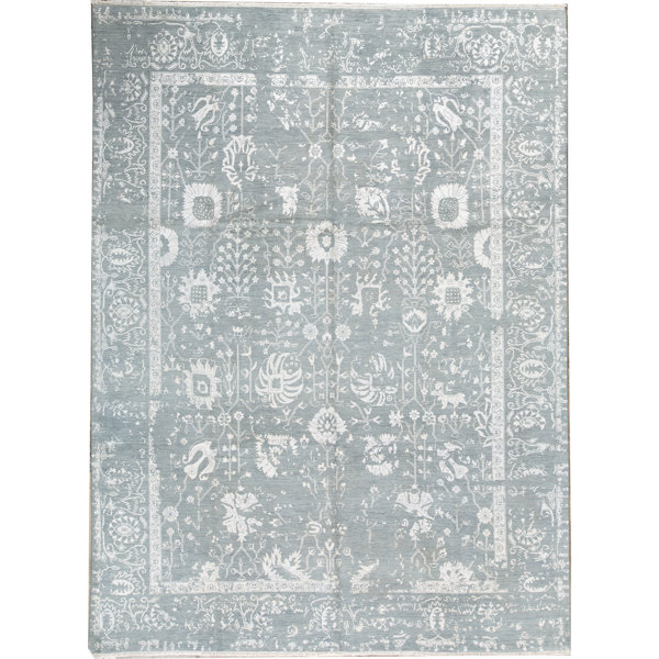 Bokara Rug Co., Inc. HandKnotted HighQuality Light Blue and Silver
